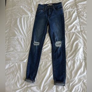 Levis Mile High Super Skinny 27 Womens Blue Denim Distressed
